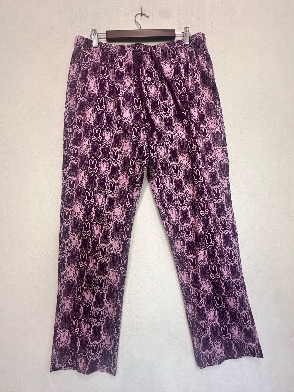NWT Psycho Bunny Pink & Purple Bunny-Print Lounge Sleep Pants Sz L